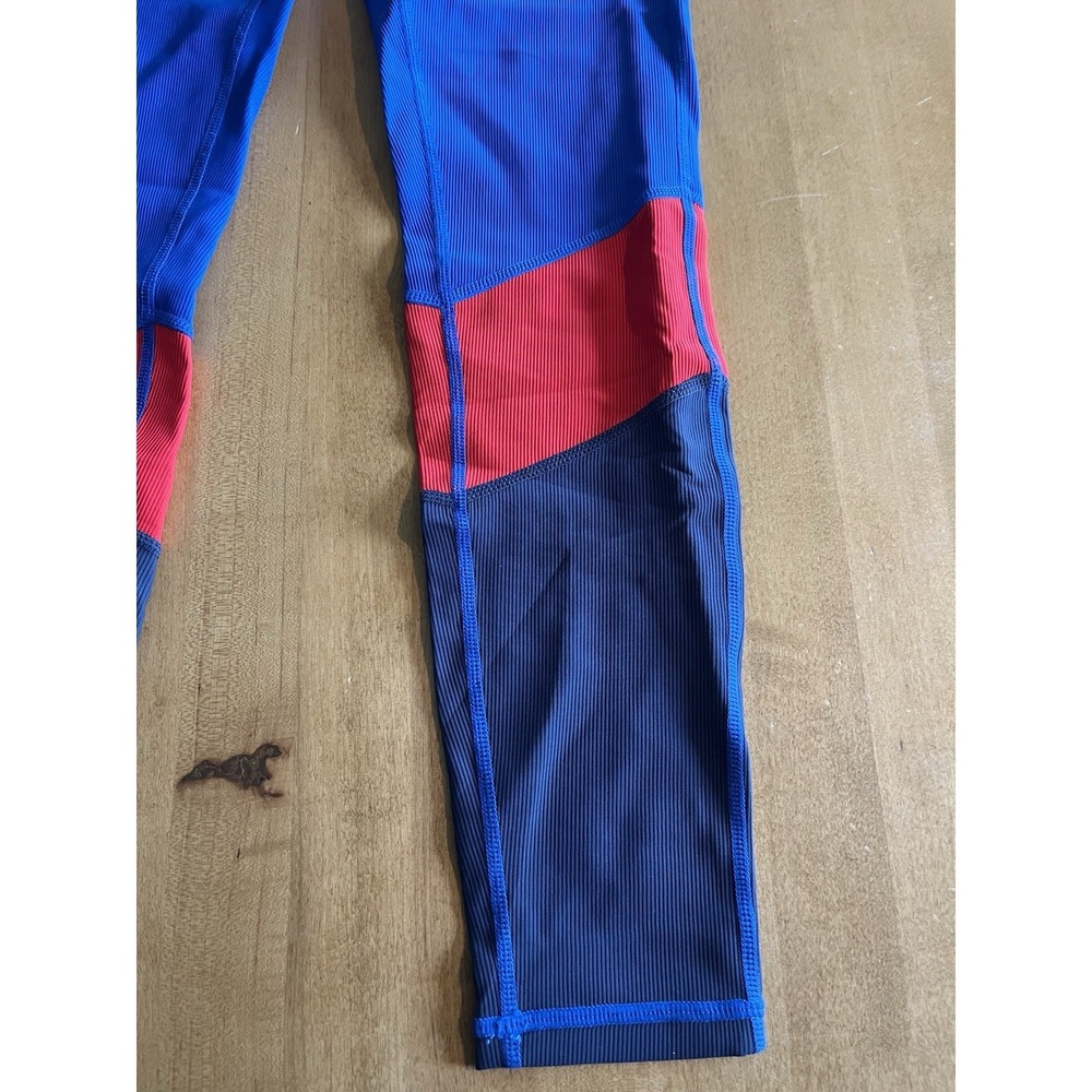 Wilo the Label Women's Ribbed 7/8 Leggings Cobalt Blue Red Size S Small Run Yoga - Picture 3 of 9
